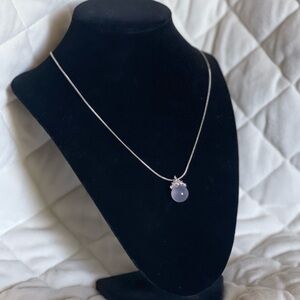 Elegant Silver Necklace with rose quartz sphere Pendant